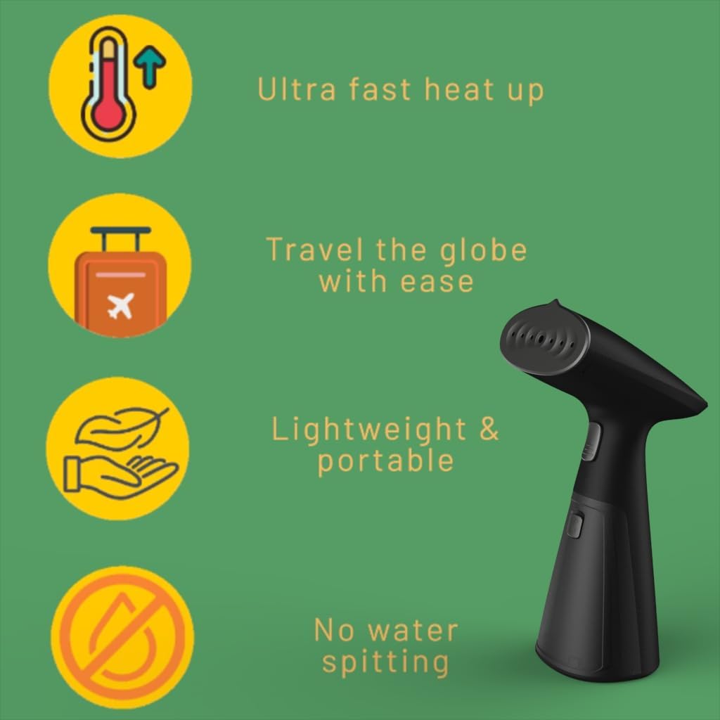Skiennix Travel Garment Steamer - Fast Heating Handheld Clothes Steamer | 1000W, 120ml Tank, Wrinkle Remover