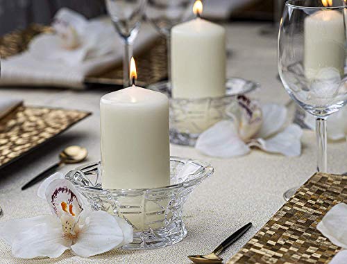 12 Ivory Pillar Candles Set - Unscented Dripless Long Burn 2.7 x 5 Inch