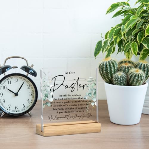 Pastor Appreciation Gift Acrylic Sign Christmas Christian Pastor Giftsr for Women Men Pastor Wife Appreciation Gifts Home Office Decor
