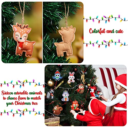 Woodland Animals Felt Christmas Ornaments Set – 16 Pcs Cute Forest Decor