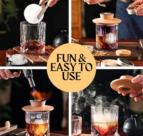 Ritual Life Whiskey Smoker Kit with Glasses & Torch - Includes Flavored Wood Chips & Ice Ball Makers - Perfect Bourbon Drink Set - Variation: Smoker Kit with Glasses