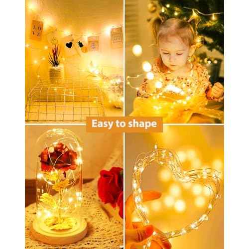 btfarm 12 Pack LED Fairy Lights Battery Operated, 7ft 20LED Mini String Lights Waterproof, Silver Wire Firefly Starry Lights Bulk for Mason Jars Crafts Table Centerpieces Party Christmas, Warm White