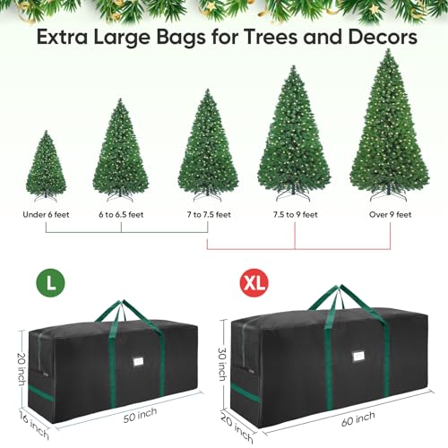 BALEINE 7.5 ft Christmas Tree Storage Bag - Heavy Duty 900D Oxford, Black with Reinforced Handles & Dual Zippers