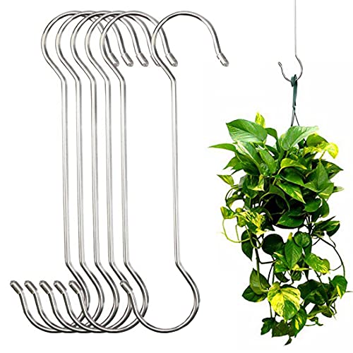 12 Inch Metal Hanging Christmas S Hooks - Heavy-Duty Stainless Steel, Extra Large for Kitchen, Garden, and Retail Use (6-Pack)