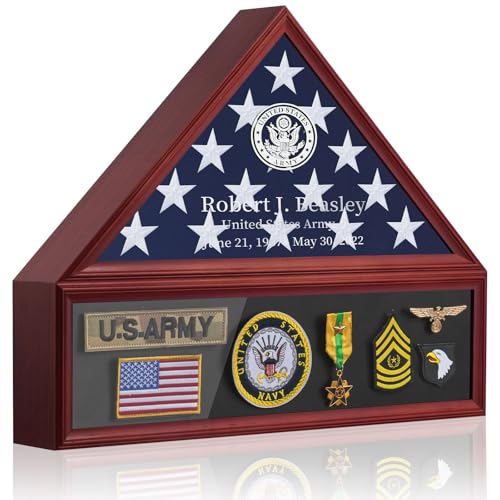 DIY Personalized Flag Display Case for 5'x9.5' Burial Flag - Solid Wood, Red Variation