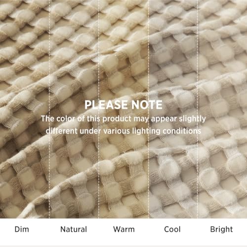 Bedsure Oversized King Cooling Waffle Blanket - Warm Taupe, Lightweight & Breathable, 120x96 Inches