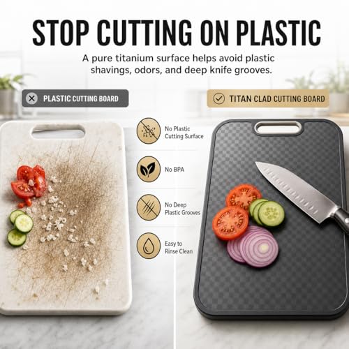 Titanium Cutting Board for Kitchen, Double Sided Food Grade, Pure and
