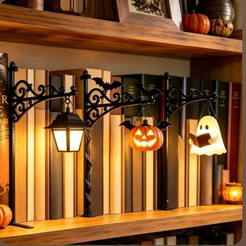 3-in-1 Vintage Library Lantern Bookshelf Light with Warm LED Nightlight