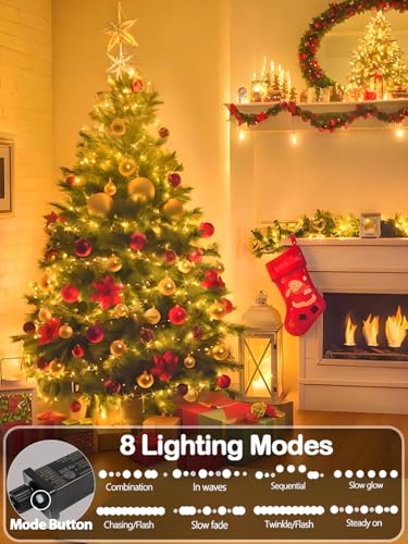 YIQU Warm White 200 LED Extendable Christmas String Lights Indoor Outdoor 75.8FT