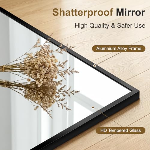 FGU Matte Black Bathroom Vanity Mirrors Set 30x30 Inches Over Sink, 2 Pack