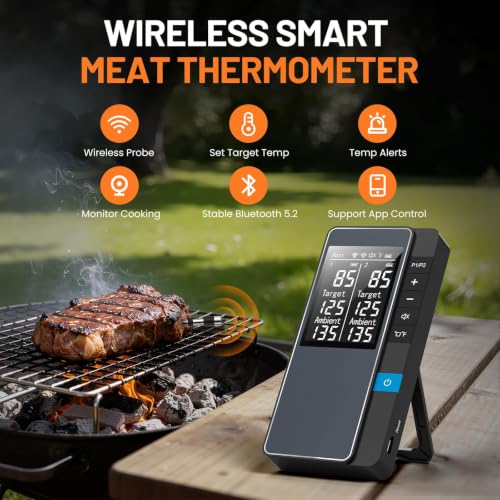 Wireless Bluetooth Meat Thermometer with Dual Probes and App Monitoring