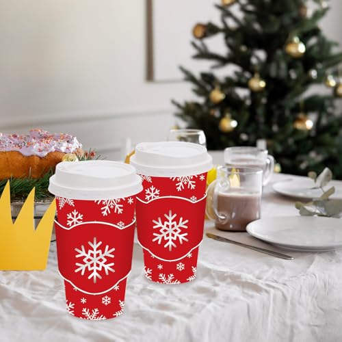 JarThenaAMCS 48 Set Christmas Snowflake Disposable Coffee Cups with