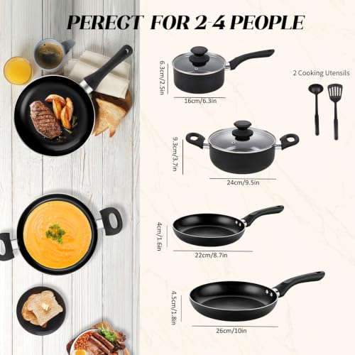 Black 8-Piece Ceramic Cookware Set - Nonstick Pots & Pans with Handles