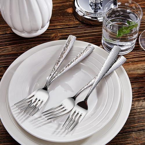 KEAWELL 45-Piece Premium Louis Hammered Silverware Set - Elegant Stainless Steel Cutlery for 6