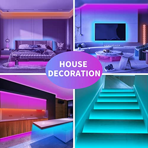 KSIPZE 200ft RGB Music Sync LED Strip Lights with App & Remote, Color Changing, Bluetooth, Flexible Home Decor