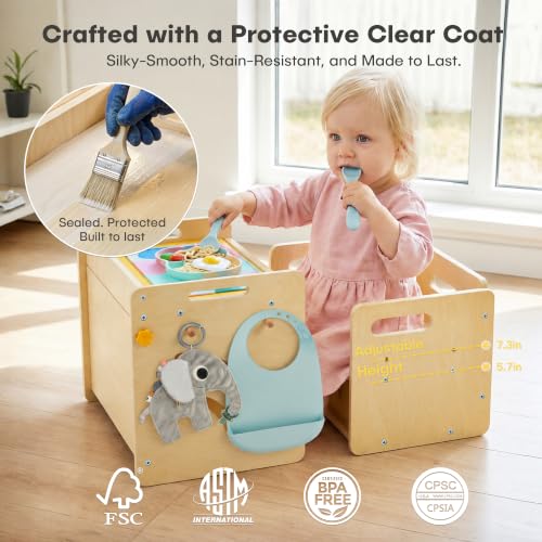 Montessori Toddler Table and Chair Set with Storage - Log Variation