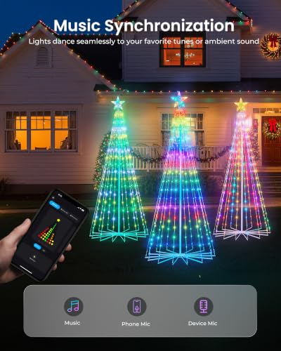 Brightown Smart Christmas Cone Tree LED Light 6ft 265 LEDs Multicolor with App & Music Sync