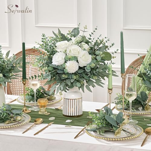 Attractive Eucalyptus Leaves Stems - 130PCS Mixed Faux Greenery for DIY Decor