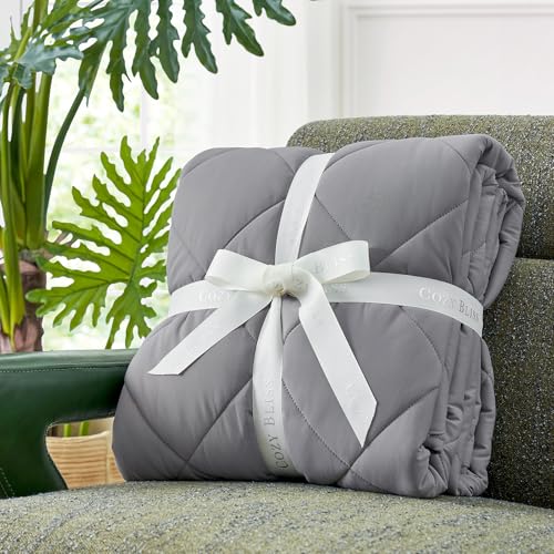 Dark Grey King Size Cooling Blanket Cozy Bliss Q-Max 0.45 Ultra-Light Breathable Bed Cover