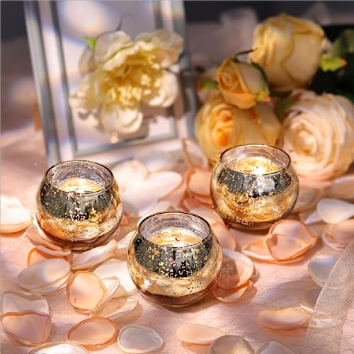 Gold Mercury Glass Votive Candle Holders Set of 36 - Round Tealight Decor