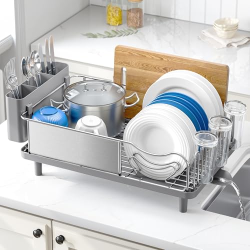 Urackify Gray Stainless Steel Dish Drying Rack 16.9 x 12.4 inches - Rustproof Kitchen Organizer