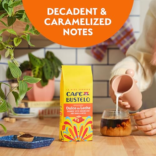 Caramel Dulce de Leche Flavored Ground Coffee - 6 Bags of 11oz, Bold Latin Roast