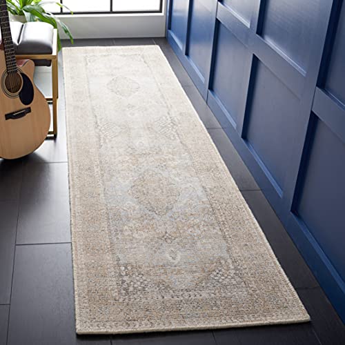 SAFAVIEH Restoration Vintage Collection Runner Rug 2'3 x 7', Beige & Sand, Handmade Wool