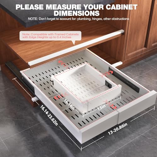 Pull Out Cabinet Organizer 4-Side Expandable White 13-21W x 17-24D 2 Pack
