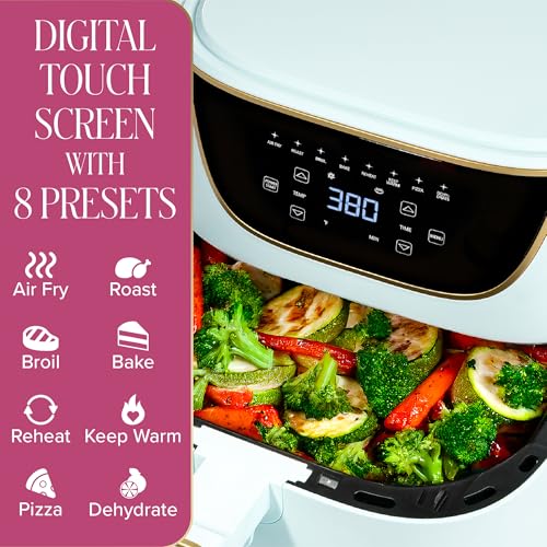 6-Quart Aqua Air Fryer with Touchscreen, 8-in-1 Cooking, Nonstick Basket