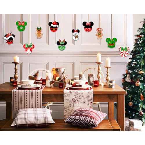 Christmas Decorations Tree Hanging Double Sided Plastic Christmas Tree Decorations 24pcs Winter Themed Merry Christmas Party Ornaments Hanging Sign Photo Prop for Holiday Xmas Decor