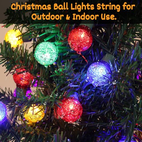 Brillarlights Christmas Multicolor Tinsel Globe Lights 17 ft, 25 LED