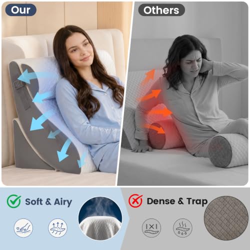 White Grey 7PCS Orthopedic Wedge Pillow Bed Set for Post Surgery & Support - Supportive Bed Wedges