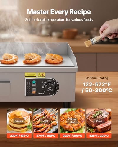 Electric Griddle 18-Inch Commercial Flat Top Countertop Cooking Surface