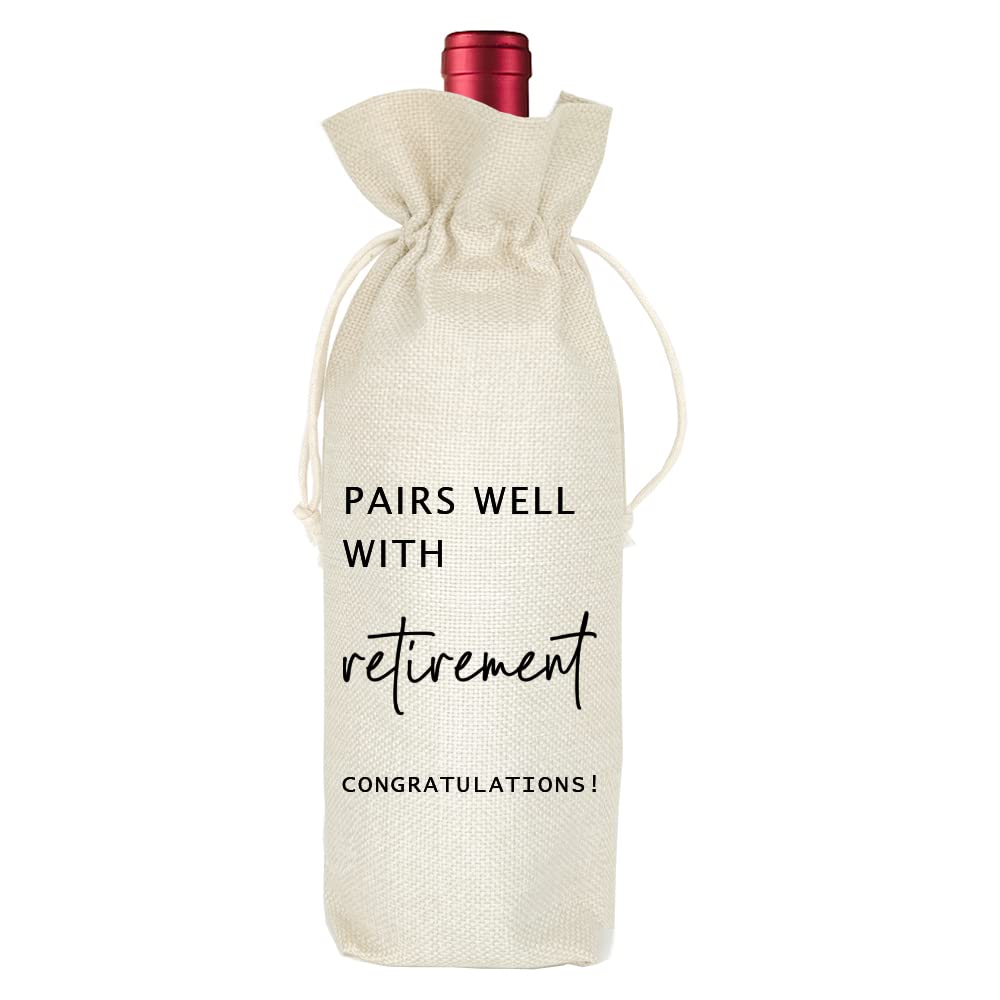 Socive Retirement Wine Bag, Retired Gifts Wine Bags, Pairs Well With Retirement, Gift for Him or Her, Leaving Gift for Colleagues Best Friends Coworkers Boss Nurse Teachers