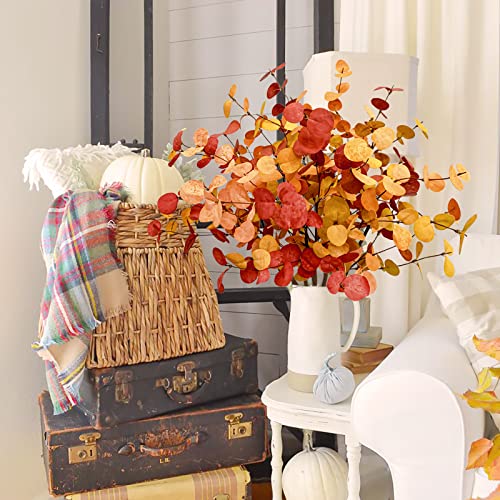 Artificial Eucalyptus Leaves 12 Pack - 28-inch Fall Stem Decor - Autumn Home & Event Decoration