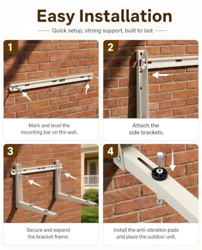 Heavy Duty Mini Split Wall Mount Bracket 396lb Support for 7000–12000 BTU AC