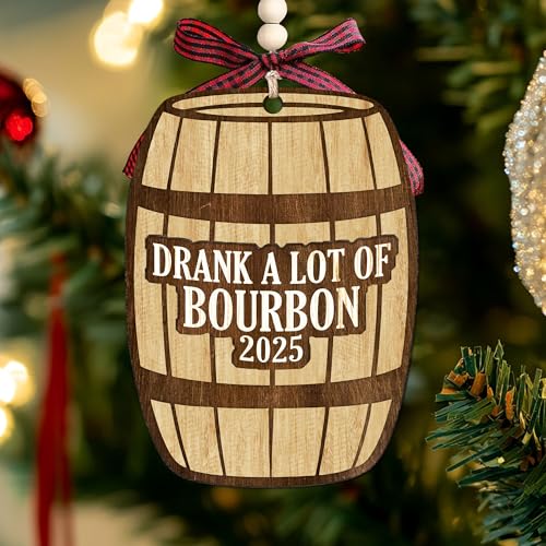 PORSWISH Bourbon Christmas Ornament - Whiskey Wooden Holiday Decor for Men & Women