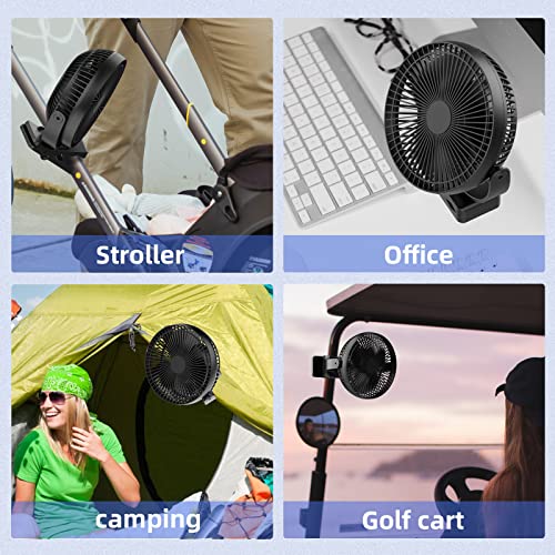 Dorobeen Black 8-Inch Rechargeable Clip & Desk Fan, Portable Quiet Personal Fan