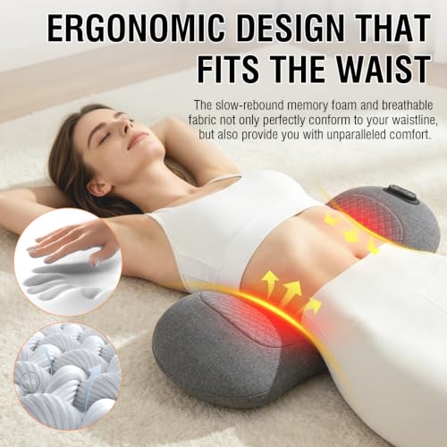 USUIE Cordless Lumbar Support Pillow with Heat & Massage - Back Pain Relief