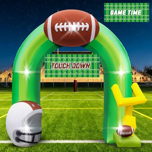 Eyourlife 9FT Inflatable Football Arch with LED Goal Post & Helmet - Yard Party Decor