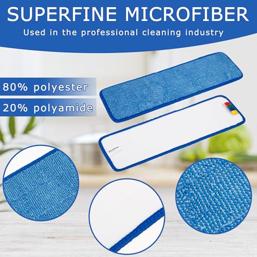 iDeaology 18in Flat Mop Head - Heavy Duty Microfiber Refill for Commercial Cleaning (12 Pack, Rectangular)