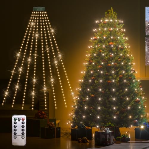 6.6Ft USB Plug Christmas Tree Lights 8-Line Warm White LED String Lights
