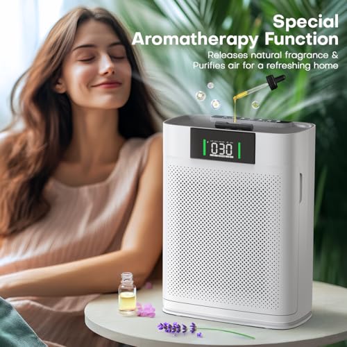 Honeyuan Air Purifier for Large Rooms Up to 2400 Sq Ft - Off White