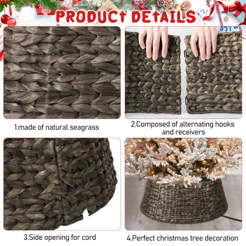 Yonsya 26 in Chestnut Rattan Christmas Tree Collar - 5-Piece Tree Skirt for 4-7.5 ft Trees