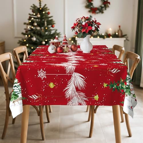 Arquiel Christmas Snowman Tablecloth 55 x 70 Inch Rectangular Holiday Decor