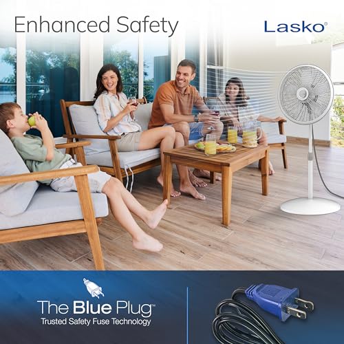 18-Inch Oscillating Pedestal Fan with Adjustable Height & Quiet Speed Settings