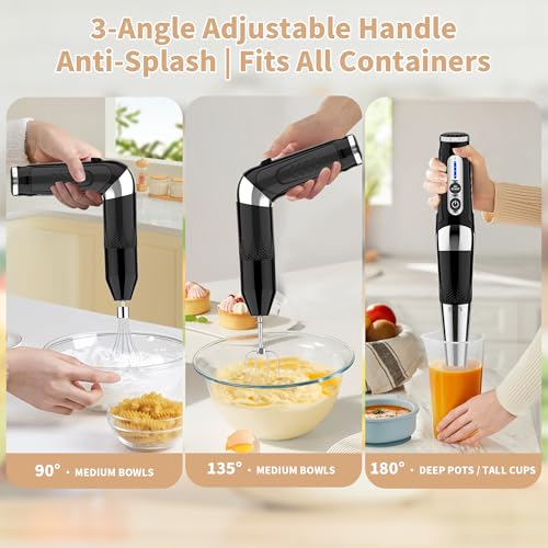 Black 4-in-1 Cordless Immersion Blender Set with 21-Speed & Accessories