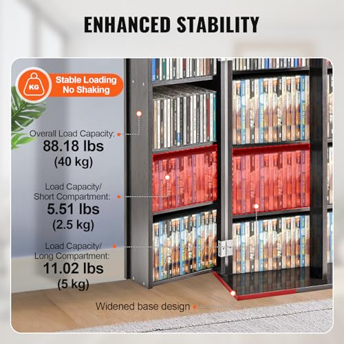 VEVOR Espresso Media Storage Cabinet with Adjustable Shelves & Doors