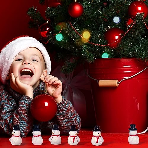 Liliful 50 Pcs Classic Style Mini Snowman Christmas Resin Figurines for Crafts