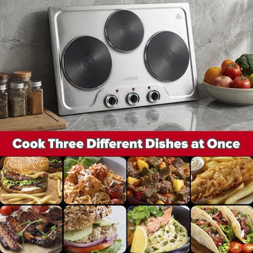 CUSIMAX 1800W Portable Electric Hot Plate with Triple Burners & Independent Temperature Control